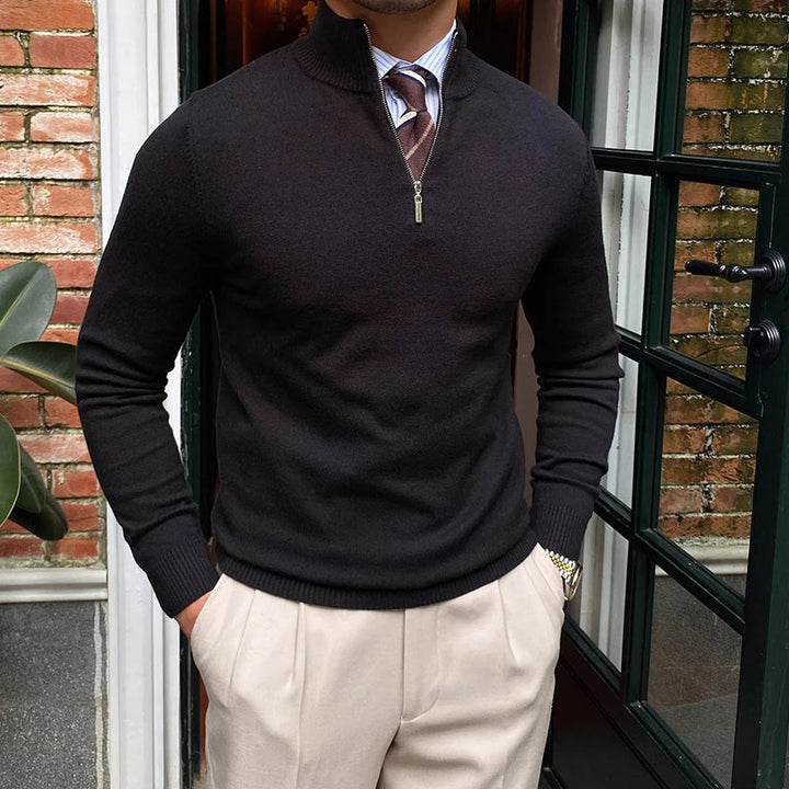 Pull en Laine Mi-Haut à Col Zippé pour Homme et Femme - Confort et Élégance en Mélange de Laine 0