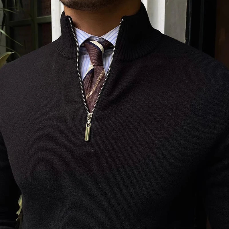 Pull en Laine Mi-Haut à Col Zippé pour Homme et Femme - Confort et Élégance en Mélange de Laine 1