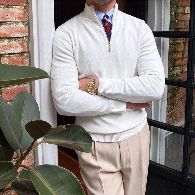 Pull en Laine Mi-Haut à Col Zippé pour Homme et Femme - Confort et Élégance en Mélange de Laine 2