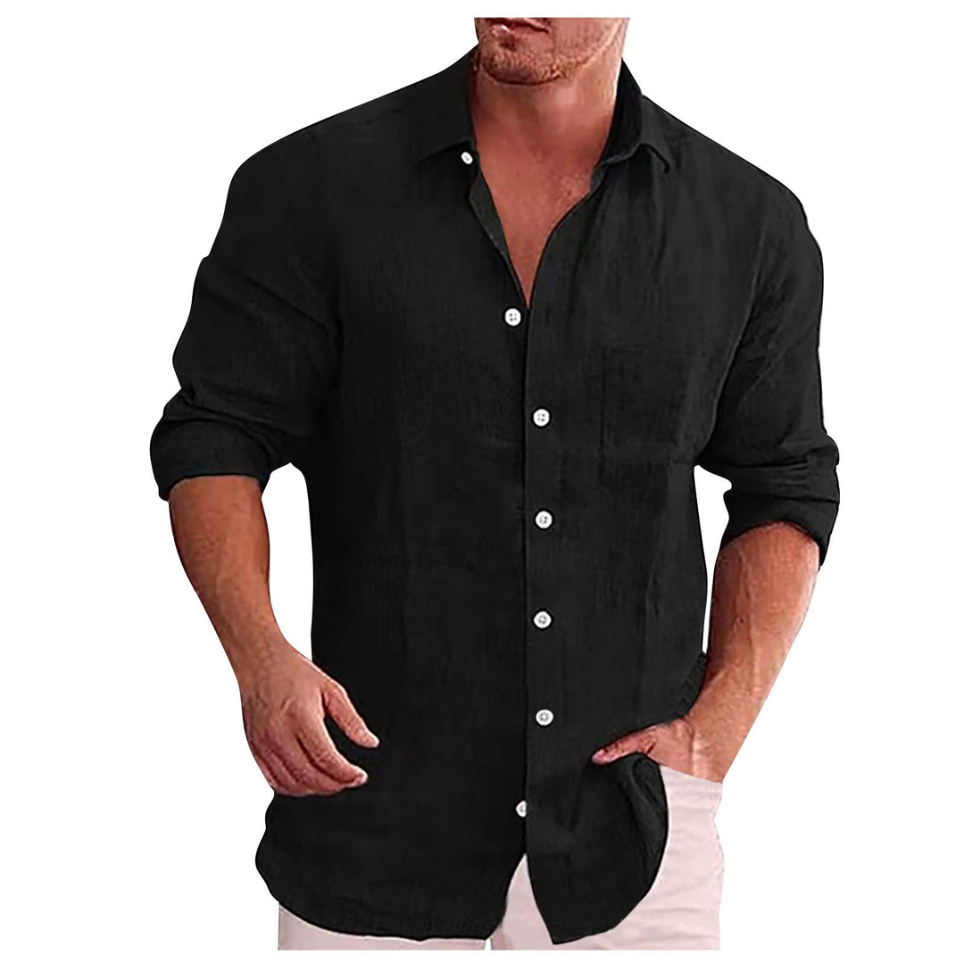 Chemise en Lin Homme Décontractée avec Col Revers – Élégante et Confortable pour Toutes Occasions-1