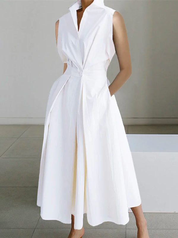 Robe Chemise Femme Élégante en Coton Urban, A-Ligne, Col Montant, Poches Pratiques, Coupe Cintrée 0