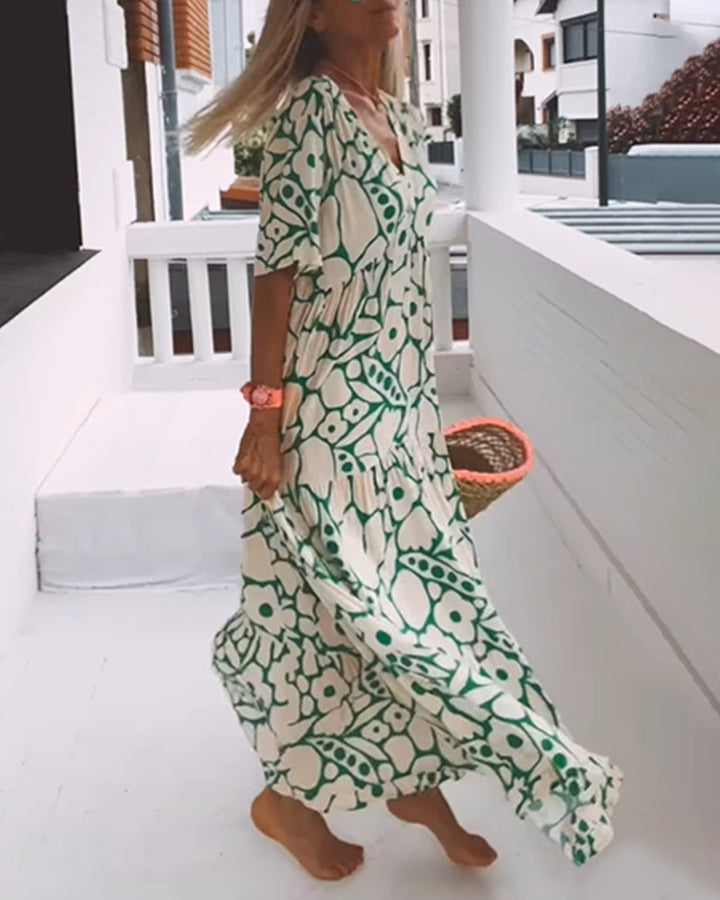 Robe Décontractée Imprimée Col en V Taille M Polyester 6
