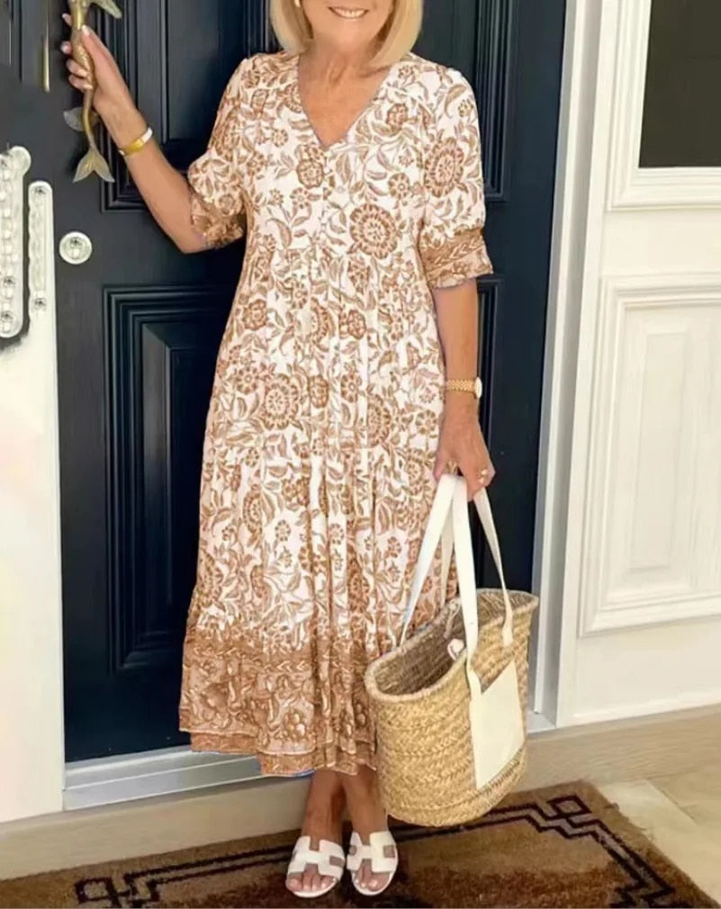 Robe Élégante Fleurie V-Neck Femme Taille M Polyester 7