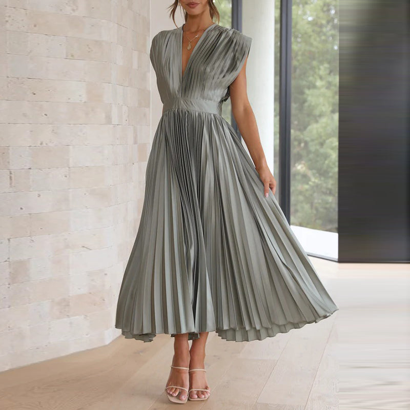 Robe Femme Élégante Longue V-Ausschnitt Taille M Polyester 0