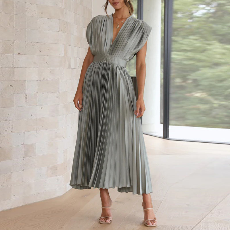 Robe Femme Élégante Longue V-Ausschnitt Taille M Polyester 1