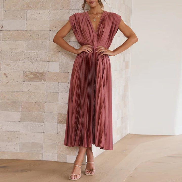 Robe Femme Élégante Longue V-Ausschnitt Taille M Polyester 2