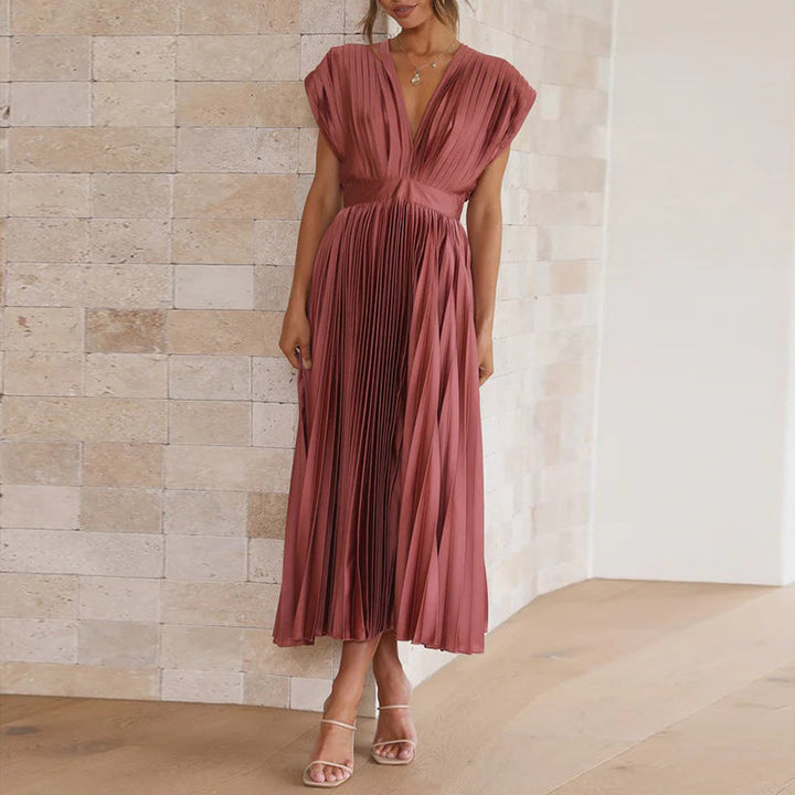 Robe Femme Élégante Longue V-Ausschnitt Taille M Polyester 3