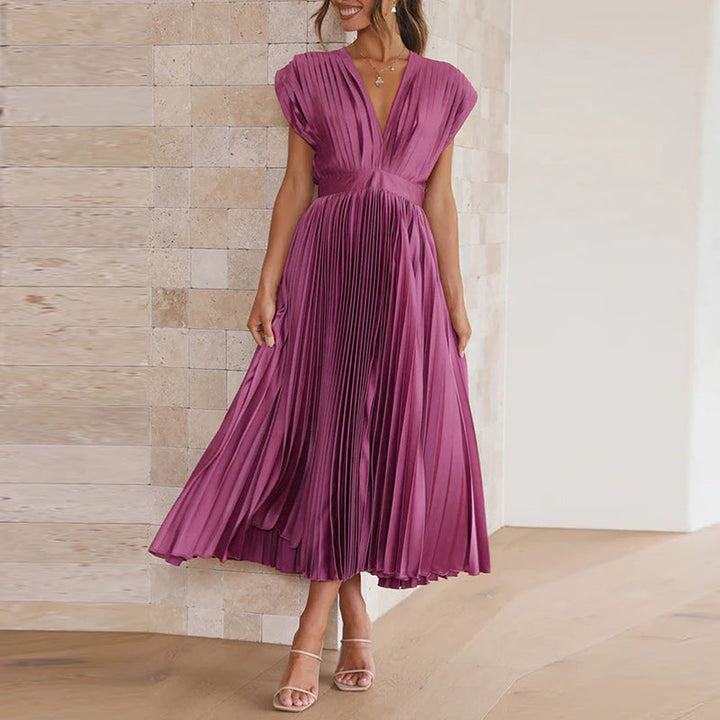 Robe Femme Élégante Longue V-Ausschnitt Taille M Polyester 5