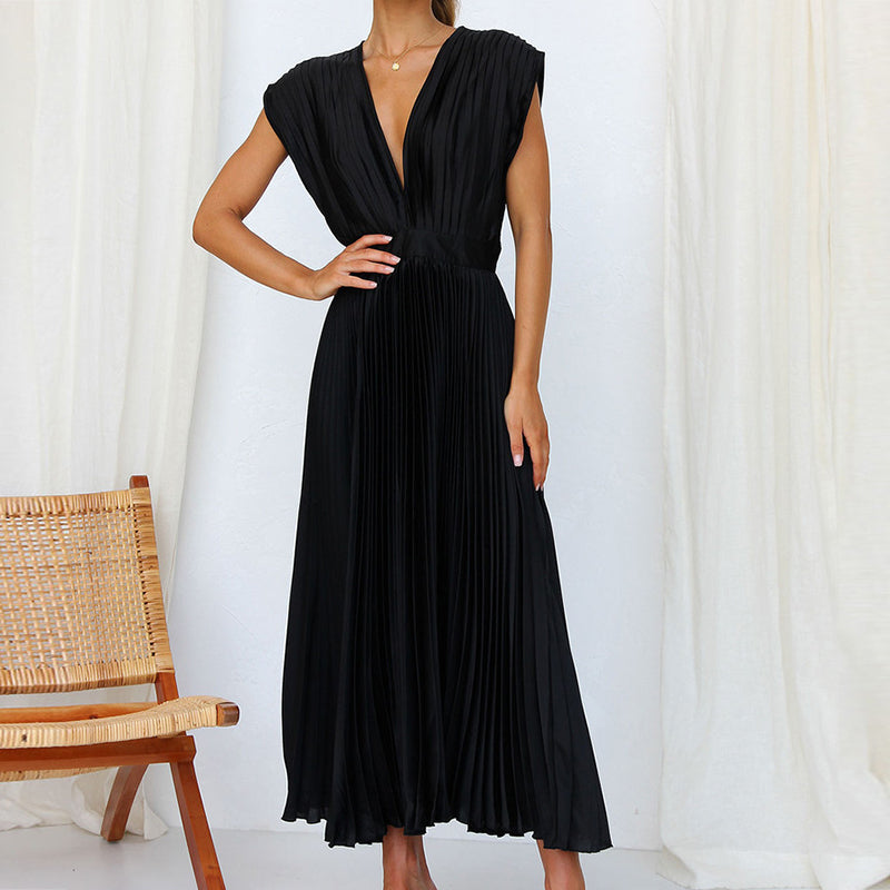 Robe Femme Élégante Longue V-Ausschnitt Taille M Polyester 6