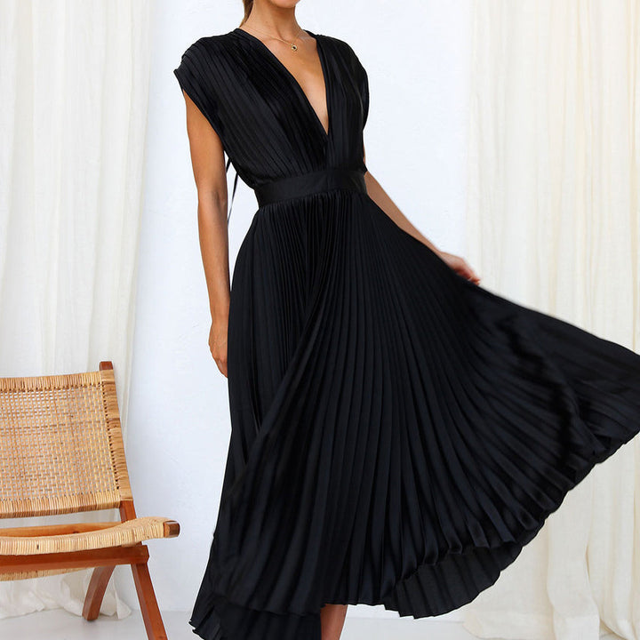Robe Femme Élégante Longue V-Ausschnitt Taille M Polyester 7