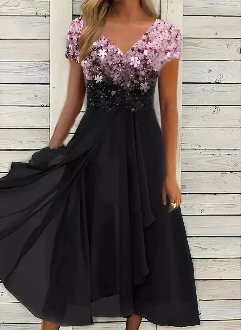 Robe Femme Élégante Noire Taille M Polyester 1