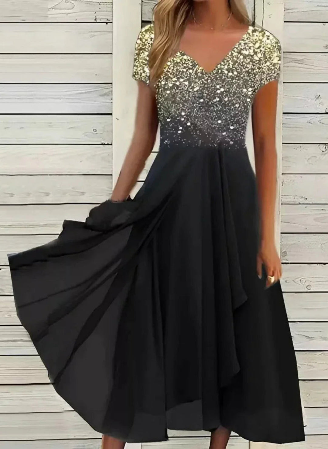 Robe Femme Élégante Noire Taille M Polyester 2