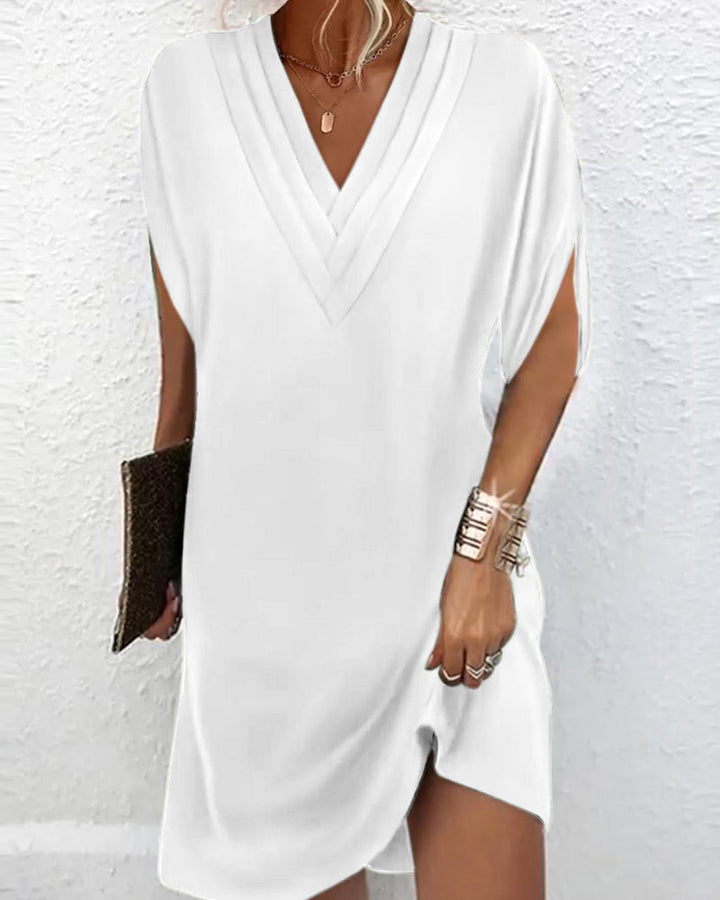 Robe Femme Élégante Unie Taille M Élasthanne Manches Fendues 5