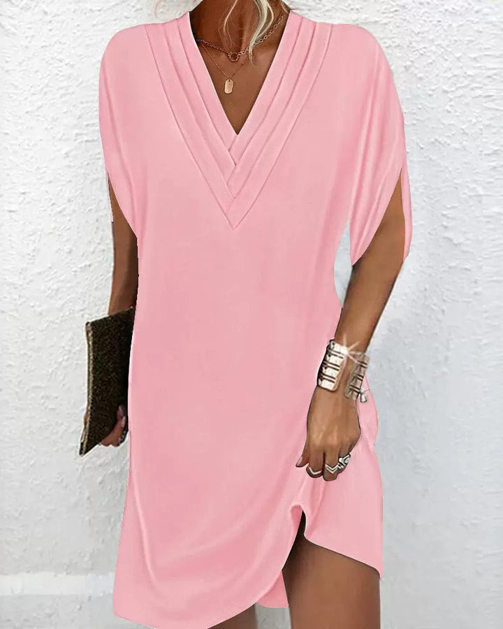 Robe Femme Élégante Unie Taille M Élasthanne Manches Fendues 7