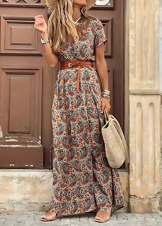 Robe Longue Bohème Femme Élastique en Tissu Léger pour Été – Style Aéré et Confort Optimal 2