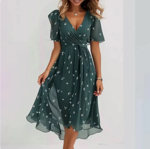 Robe Longue Femme Élégante à Col V – Tissu Respirant, Confortable pour Printemps et Été, Taille S à XL 1