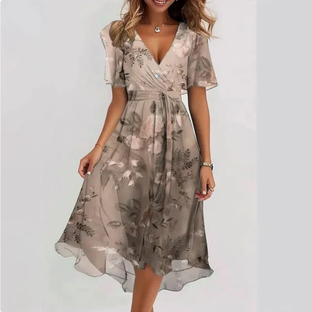 Robe Longue Femme Élégante à Col V – Tissu Respirant, Confortable pour Printemps et Été, Taille S à XL 2