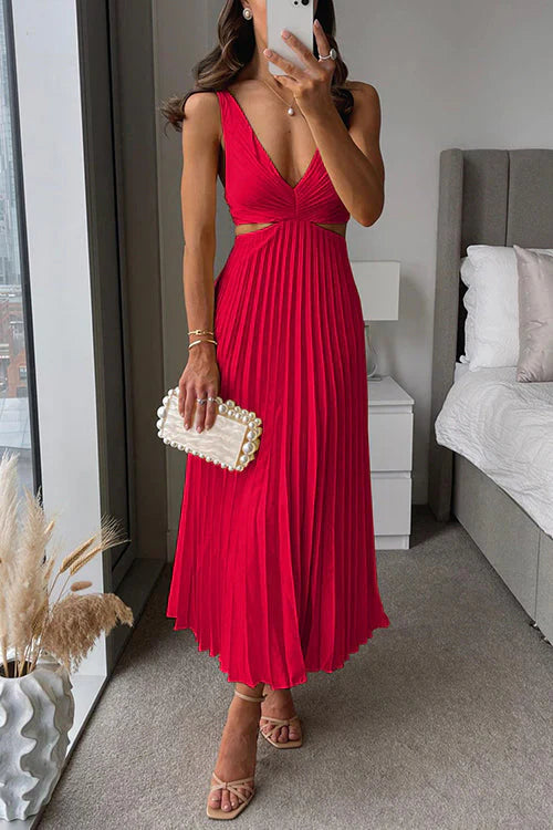 Robe Longue Femme Élégante avec Détails Plissés et Découpes Chic – Idéale pour Événements Spéciaux 10