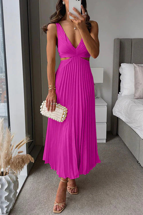Robe Longue Femme Élégante avec Détails Plissés et Découpes Chic – Idéale pour Événements Spéciaux 3