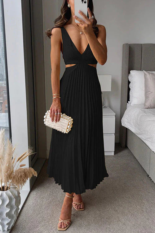 Robe Longue Femme Élégante avec Détails Plissés et Découpes Chic – Idéale pour Événements Spéciaux 9