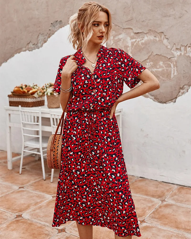 Robe Longue Femme Élégante avec Imprimé – Robe Chic et Confortable pour Été, Manches Courtes, Tissu Léger 10