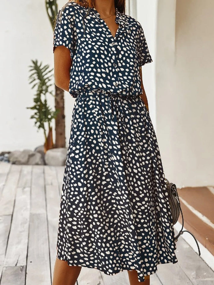 Robe Longue Femme Élégante avec Imprimé – Robe Chic et Confortable pour Été, Manches Courtes, Tissu Léger 13