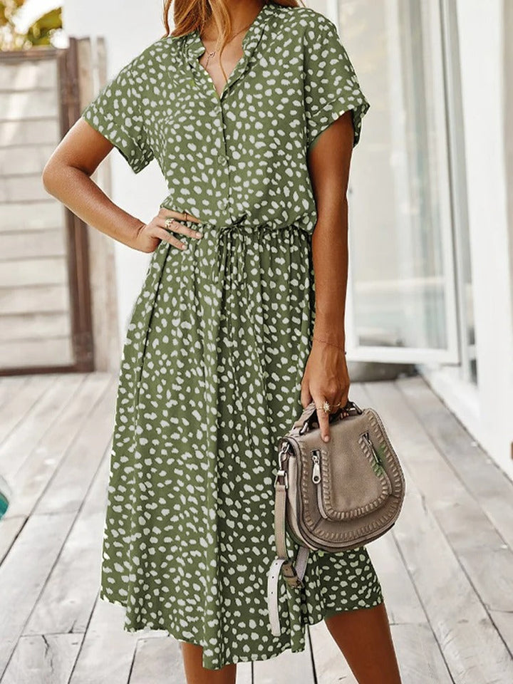 Robe Longue Femme Élégante avec Imprimé – Robe Chic et Confortable pour Été, Manches Courtes, Tissu Léger 7