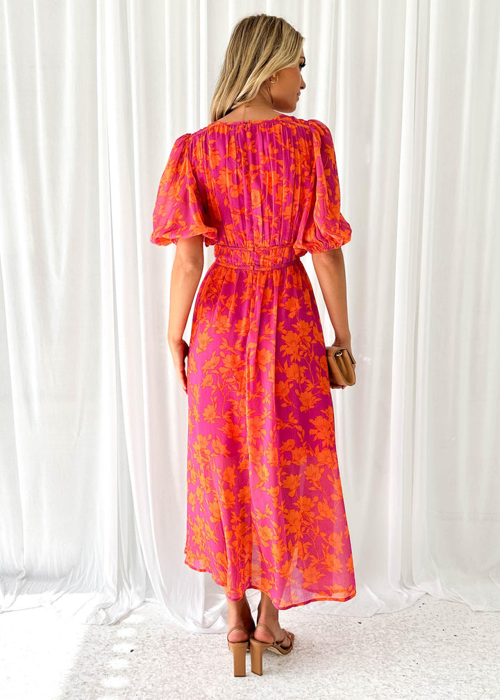 Robe Longue Femme Fleurie en V avec Manches Bouffantes – Robe Maxi Été Élégante et Légère 4