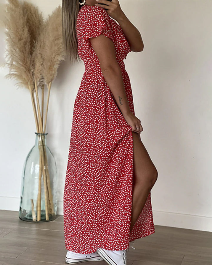 Robe Longue Femme Imprimée Col en V Taille M Polyester A-Line 7