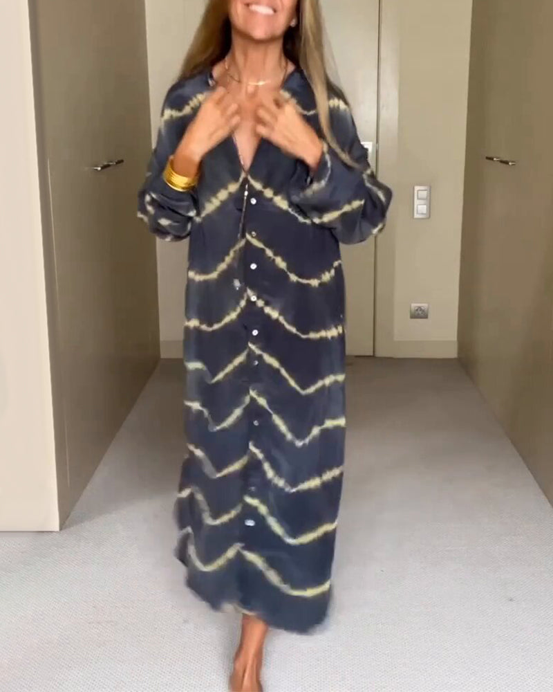 Robe Longue Femme Imprimée Taille M Mélange de Coton Col V Maxi Été 2