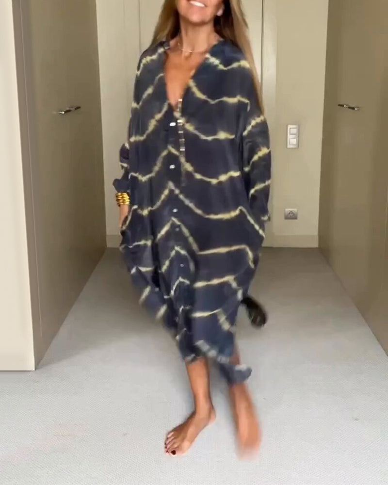 Robe Longue Femme Imprimée Taille M Mélange de Coton Col V Maxi Été 6