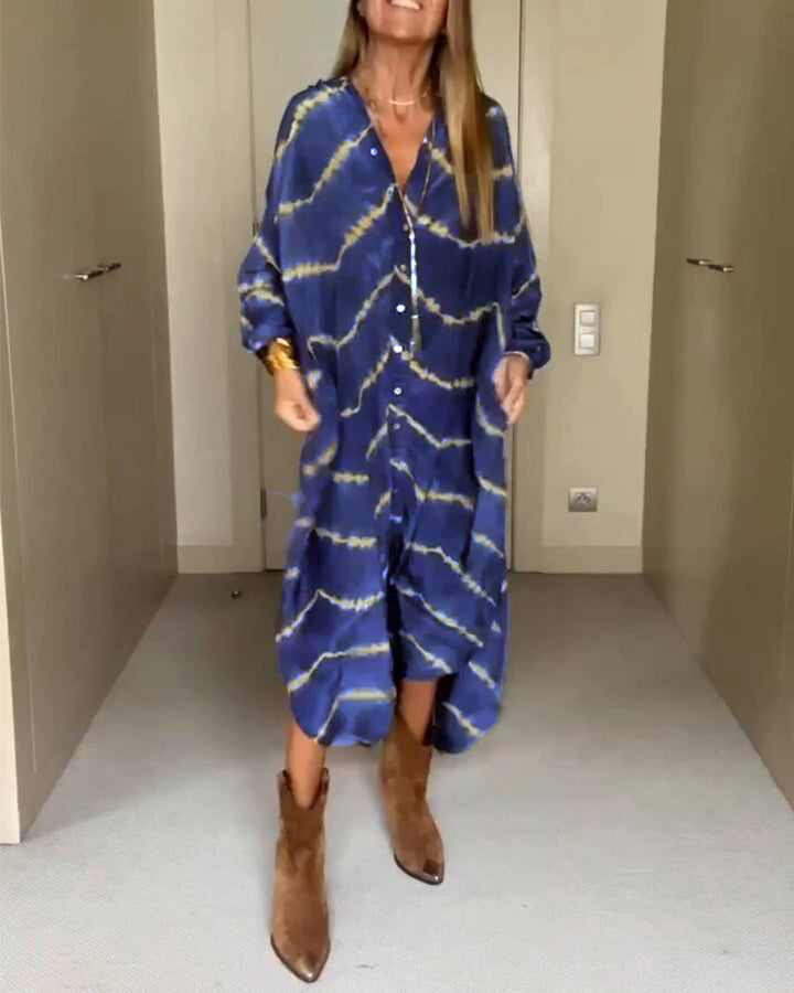 Robe Longue Femme Imprimée Taille M Mélange de Coton Col V Maxi Été 7