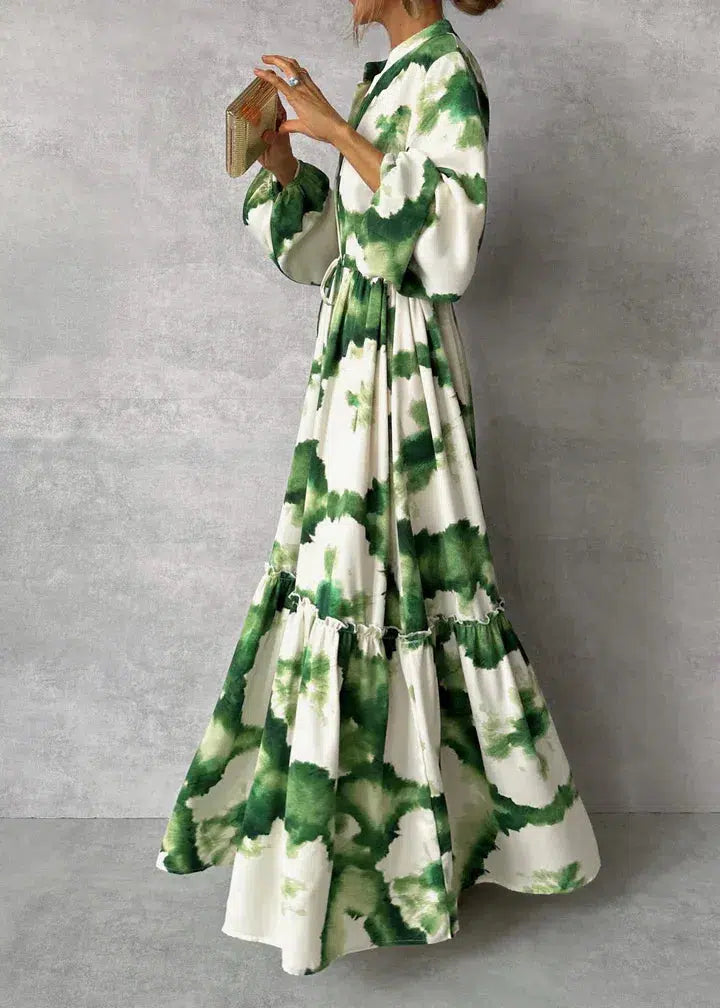 Robe Longue Femme Noir à Manches Longues avec Décolleté en V – Élégante et Fluide pour l'Été 0