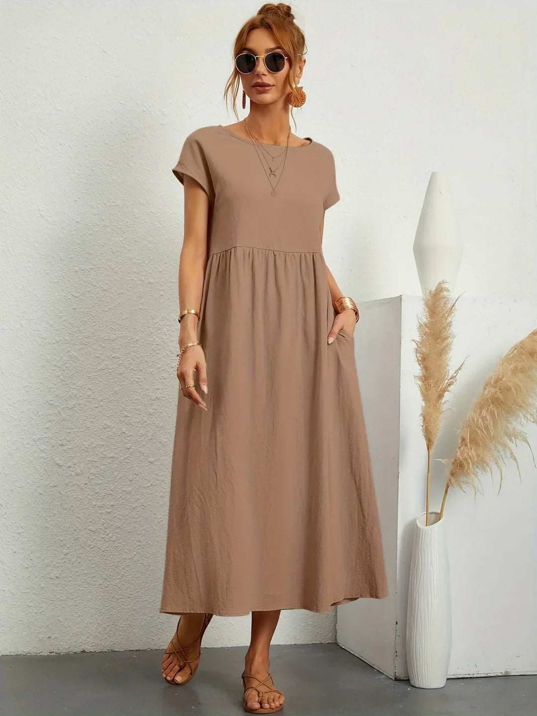 Robe Longue Femme en Coton Doux avec Poches – Élégante et Confortable pour Toutes Occasions 10