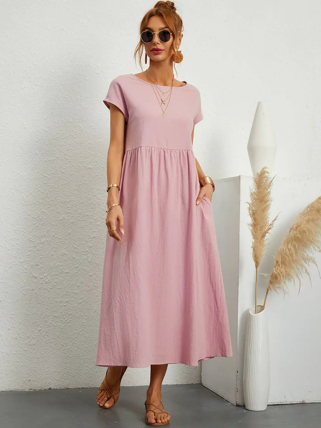 Robe Longue Femme en Coton Doux avec Poches – Élégante et Confortable pour Toutes Occasions 11