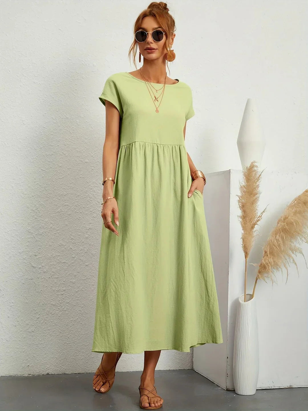 Robe Longue Femme en Coton Doux avec Poches – Élégante et Confortable pour Toutes Occasions 12