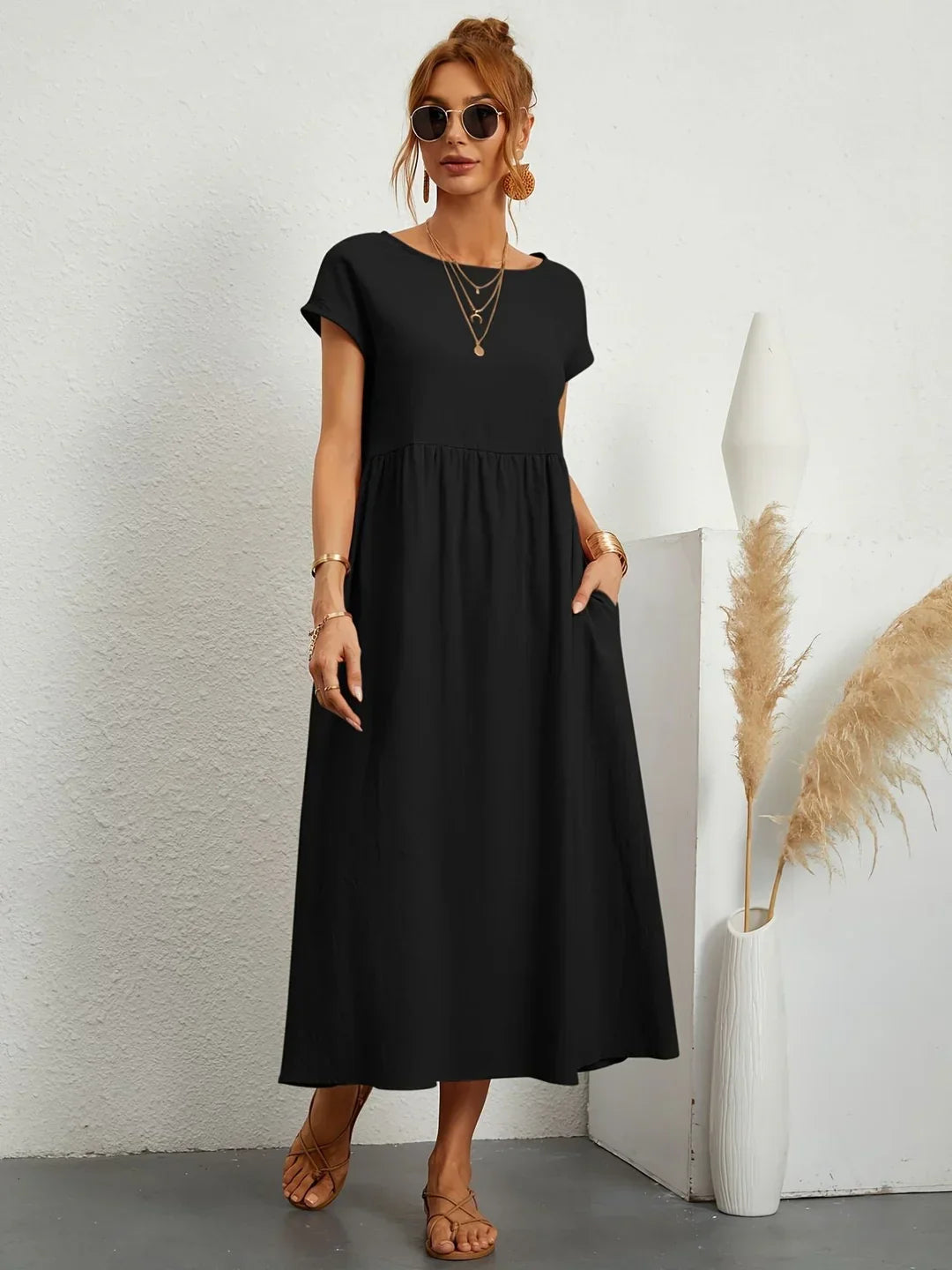Robe Longue Femme en Coton Doux avec Poches – Élégante et Confortable pour Toutes Occasions 14