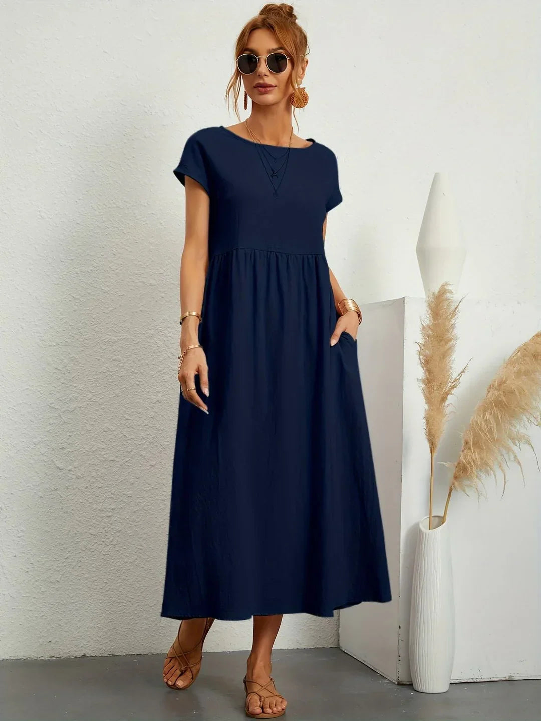 Robe Longue Femme en Coton Doux avec Poches – Élégante et Confortable pour Toutes Occasions 2