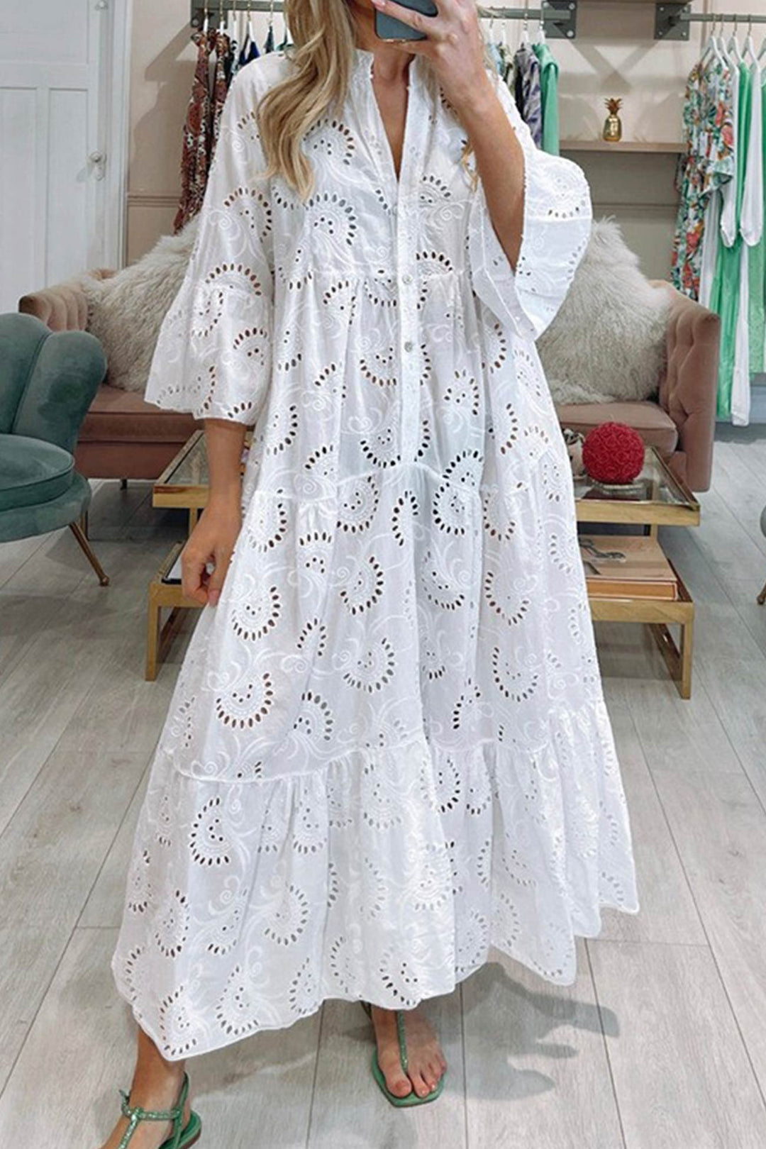 Robe Longue Femme en Dentelle Aérienne – Élégante et Confortable pour Soirées et Événements Estivaux 0
