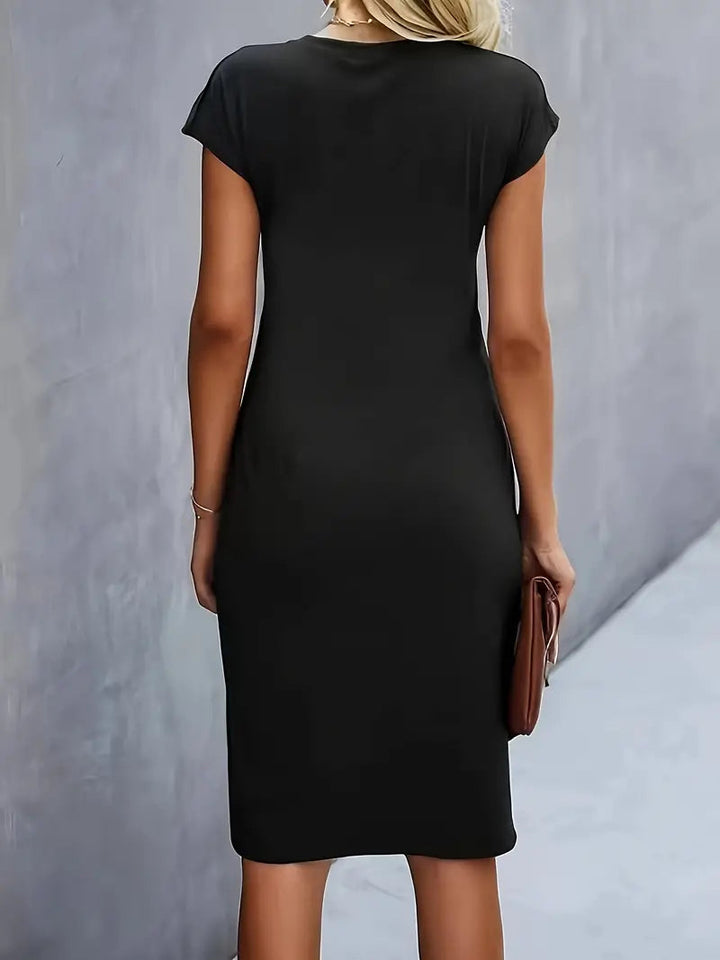 Robe Midi Élégante avec Encolure Ronde – Confortable et Flatteuse, Disponible en Plusieurs Couleurs 1