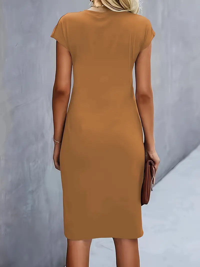 Robe Midi Élégante avec Encolure Ronde – Confortable et Flatteuse, Disponible en Plusieurs Couleurs 7
