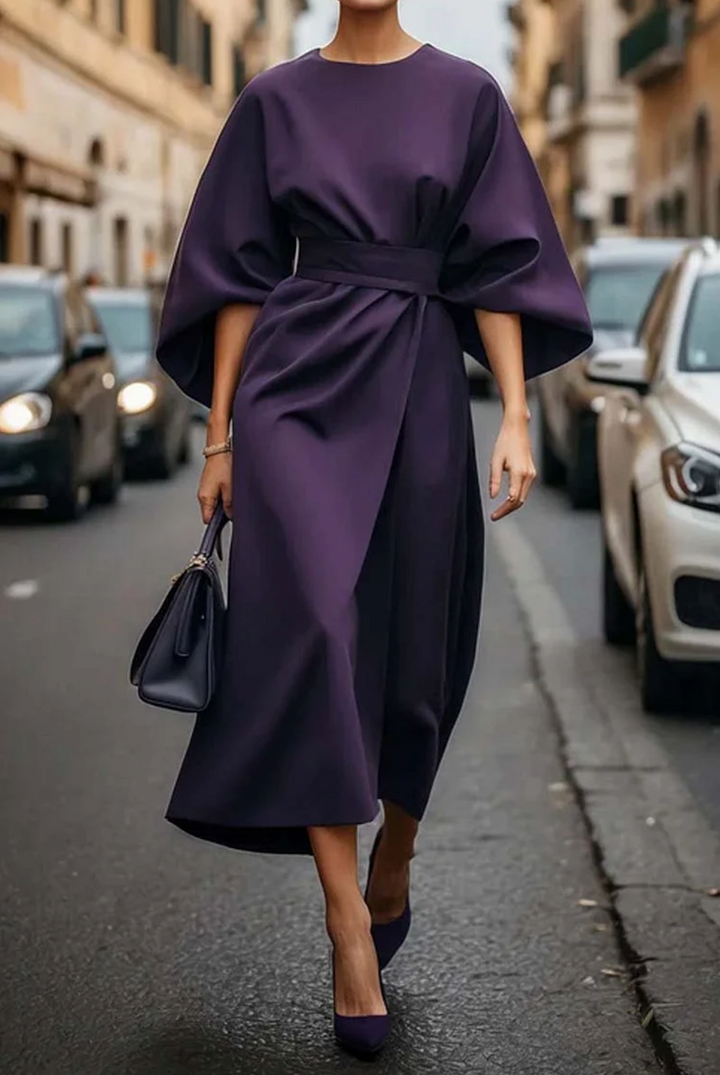 Robe Midi Élégante avec Manches Lanternes – Confort et Style pour Toutes Occasions 2