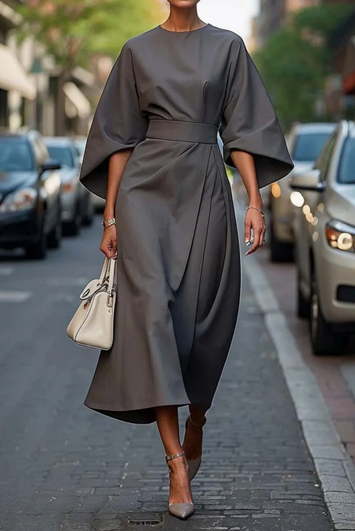 Robe Midi Élégante avec Manches Lanternes – Confort et Style pour Toutes Occasions 5