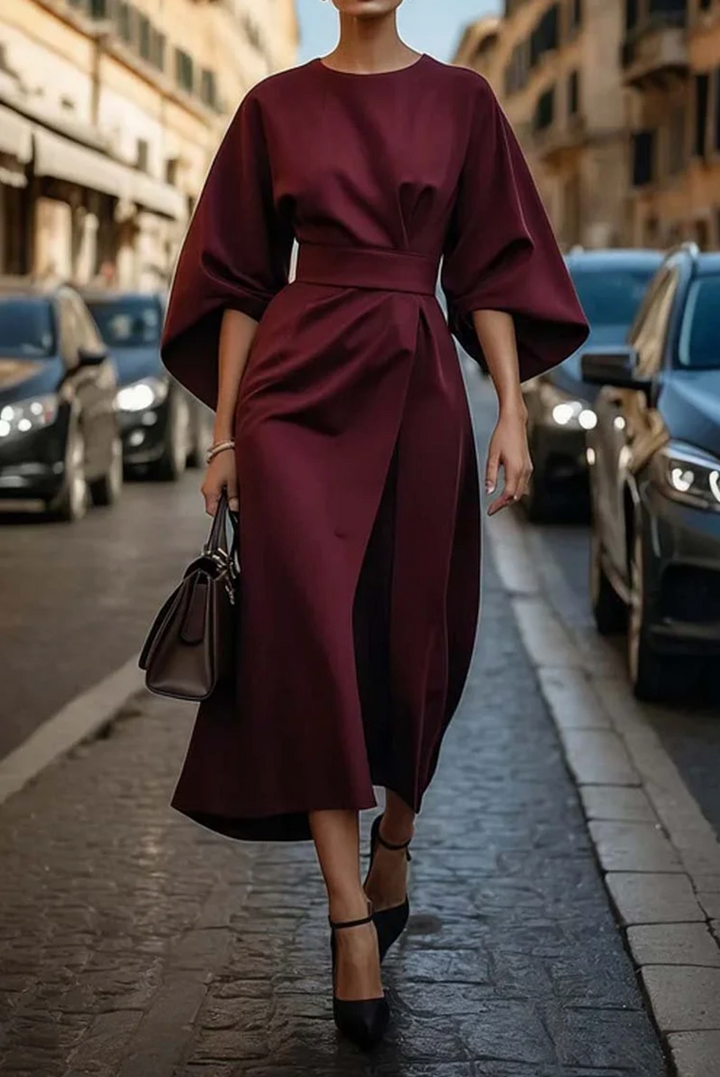 Robe Midi Élégante avec Manches Lanternes – Confort et Style pour Toutes Occasions 6