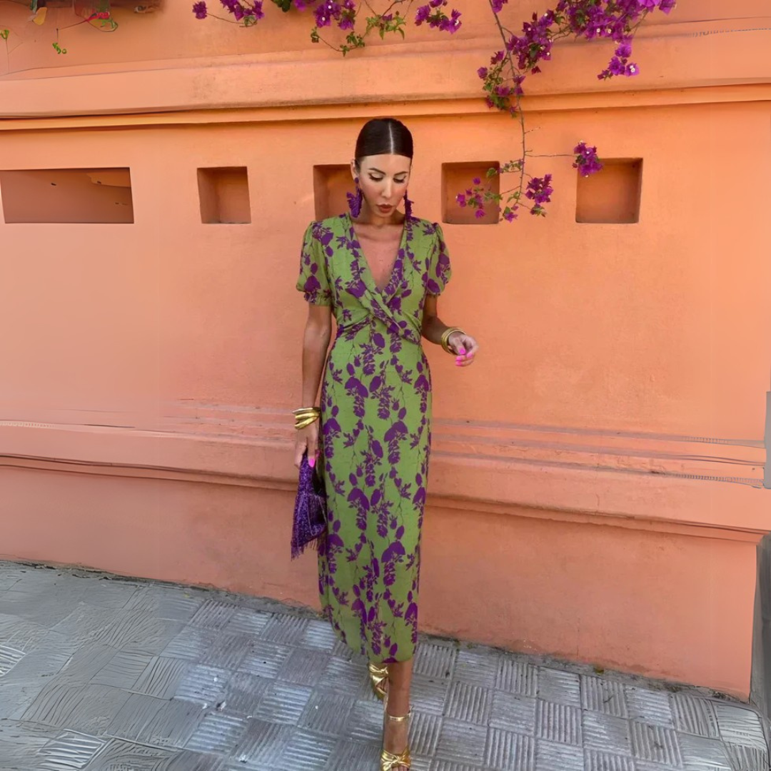 Robe Midi Fleurie Chic Femme avec Ceinture Réglable en Tissu Léger et Respirant – Élégante et Polyvalente 0