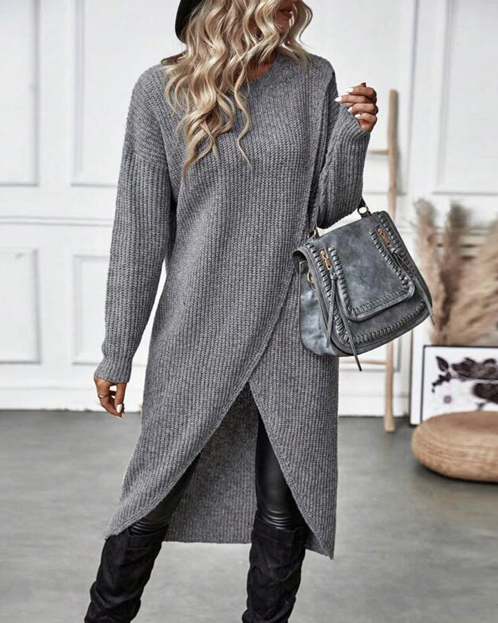 Robe Pull Confortable à Style Irregulier – Longue, Manches Longues, Idéale pour l'Hiver 2