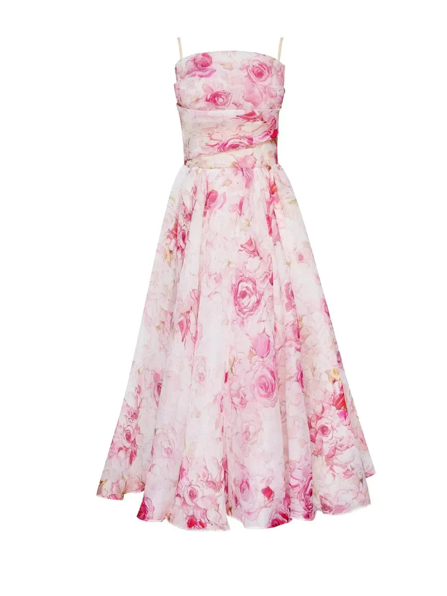 Robe Sans Bretelles Femme Imprimé Floral Lavande – Robe de Soirée Élégante, Tissu Léger, Idéale pour Mariages et Fêtes 4