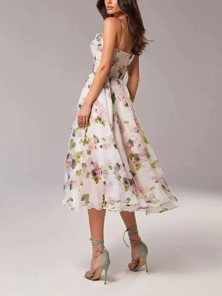 Robe Sans Bretelles Femme Imprimé Floral Lavande – Robe de Soirée Élégante, Tissu Léger, Idéale pour Mariages et Fêtes 6