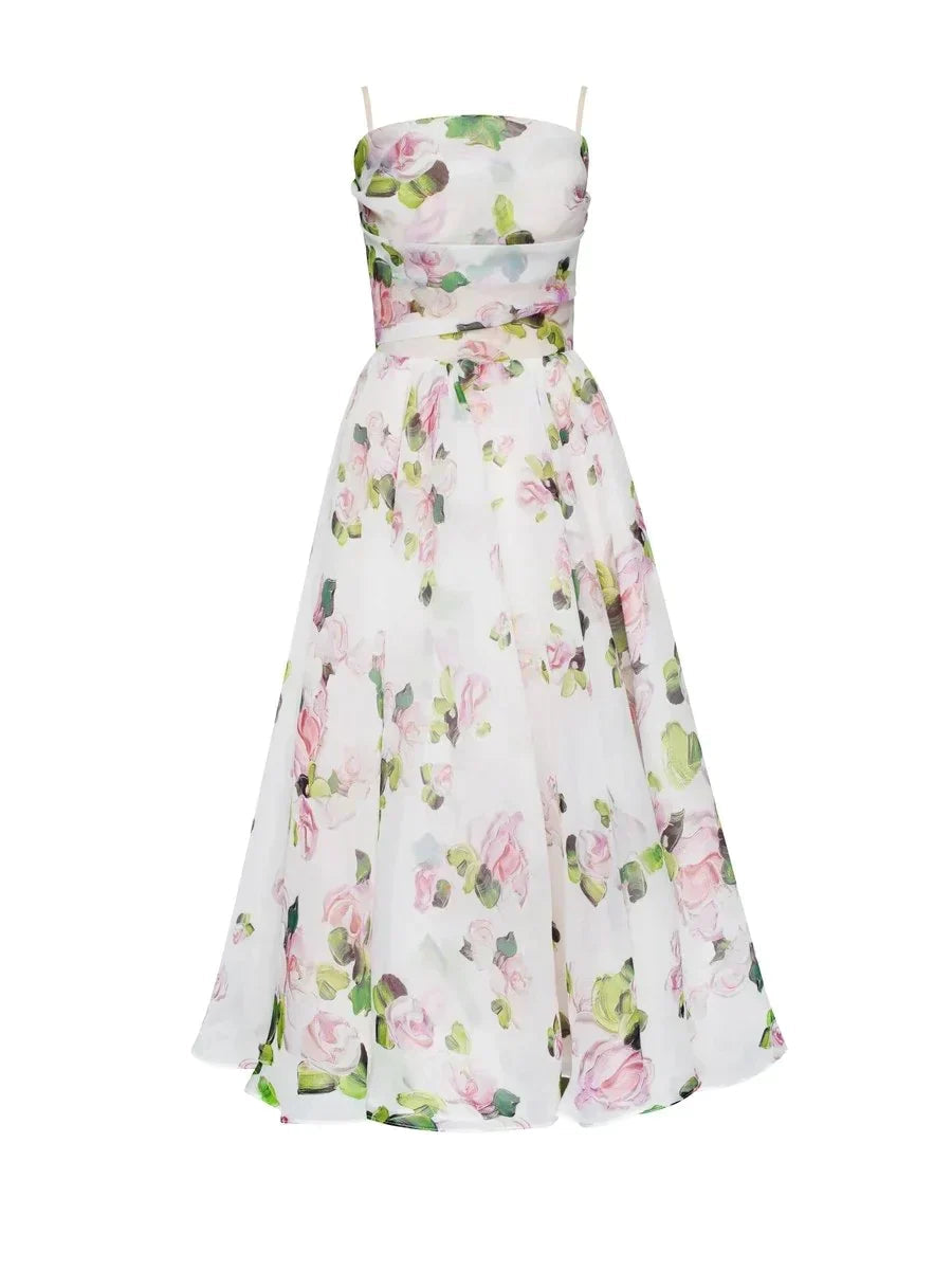 Robe Sans Bretelles Femme Imprimé Floral Lavande – Robe de Soirée Élégante, Tissu Léger, Idéale pour Mariages et Fêtes 7