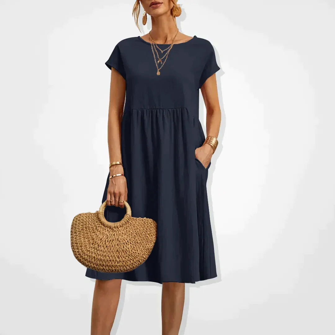 Robe d'Été Femme Beige Longue Taille M Coton Chic 3